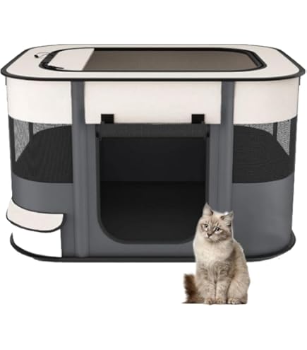 Amazon | 長方形 折りたたみ式 ペットサークル 収納バッグ付き 猫 犬用
